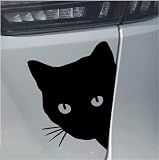Peeking Cat Decal Vinyl Sticker for Car Truck Van Windows Laptop, Sneaky Black Cat Bumper Sticker | Black | 5 inches