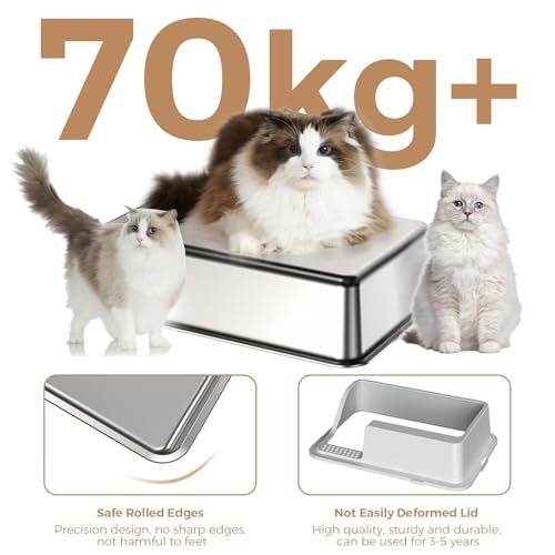 Arenero para gatos acero inoxidable 30L con raspador miniatura 4