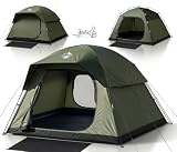 Purebox Zelt 3-4 Personen Camping Zelt – Zelten mit 2 Türen & Regenabdeckung, Tragbares Wasserdichtes & Windstabiles Familienzelt mit Netzbelüftung, Einfacher Aufbau für Camping, Wandern & Backpacking