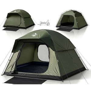 Purebox Tent 4 Person Tents for Camping with 2 Doors & Rainfly | Portable Waterproof & Windproof Tents, Large Mesh Ventilation, Easy Setup Family Tent for Camping, Hiking and Backpacking