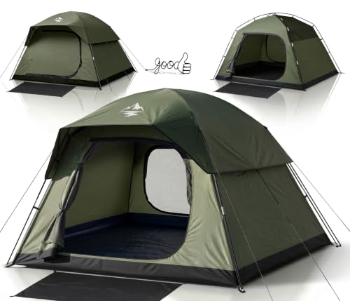 Image of Purebox Tent 4 Person Camping Tents - Double Layer with 2 Doors & Rainfly, Portable Waterproof & Windproof Tents, Large Mesh Ventilation, Easy Setup Family Tent for Camping, Hiking and Backpacking