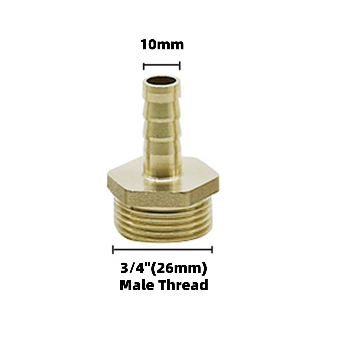 Złączki do węży, adaptery z gwintem, 3 szt. Złącze rurowe Barb Aquarium Fish Tank, 3/4" gwint męski, mosiężny, prosty łącznik Pagoda, metalowy łącznik Mender(10mm)