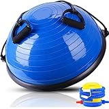 CA Exercise Balls Half Balance Ball 47 cm Board with Resistance Bands Balance Trainer with Pump for Training Yoga Home Fitness Stability Workout Strength Physical Therapy & Gym Bosuing|