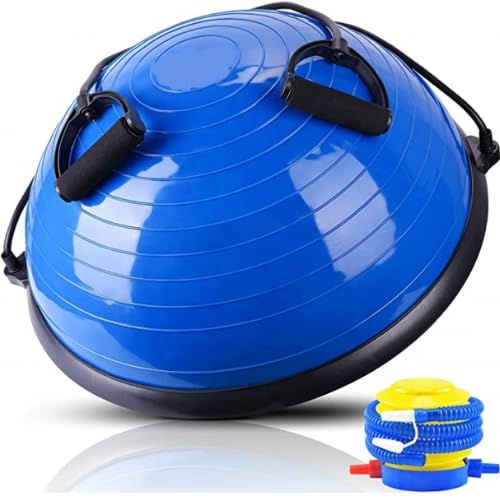 CA Exercise Balls Half Balance Ball 47 cm Board with Resistance Bands Balance Trainer with Pump for Training Yoga Home Fitness Stability Workout Strength Physical Therapy & Gym Bosuing|-image-40