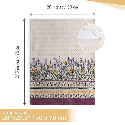 Maison d' Hermine Kitchen Towels Set of 3 100% Cotton 27.50" x 20" Reusable Cloth Tea Dish Towels Absorbent with Hanging Loop for Kitchen, Home, Dining, Cocktail Parties Spring/Summer (Fanny Lavender)