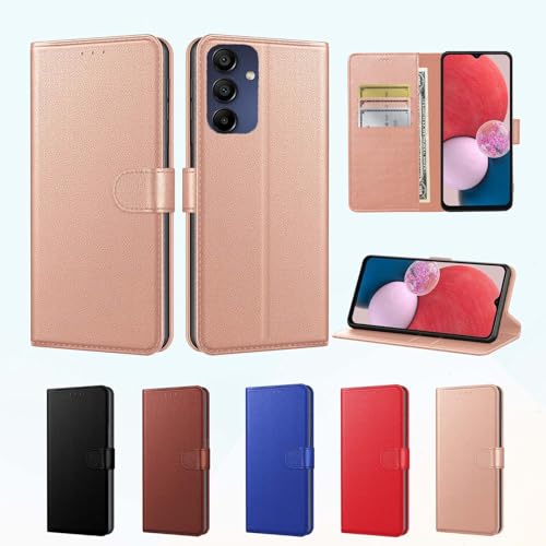 sheikhuu Luxury Case for Samsung Galaxy A15 4G/5G Leather Phone Case Cover,[LifetimeSupport], PU Faux Leather Wallet Book Folio Flip Magnetic Shockproof Case with Card Slots & Kickstand. (Rose Gold)