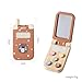 Wooden Baby Cell Phone Toy, Flip Pretend Play Phone for Toddlers - with Mirror & Functional Buttons, Enhance Fine Motor Skills, Natural Wood Toy , Ideal Gift for Kids 1 - 3
