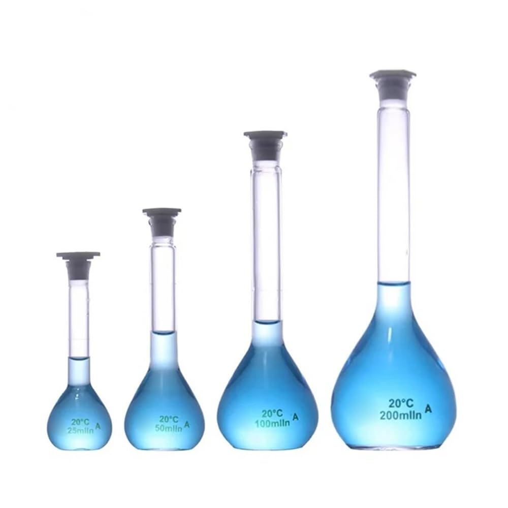Matraccio volumetrico con tappo in plastica da 25 ml, 50, 100, 200, fornitura sperimentale Attrezzature da laboratorio