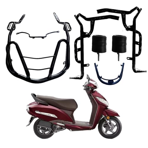 Image of Activa 125 Crash Guard with FIX FOOTREST and Frame Slider LAGGUARD Front and Rear Crash Guard Suitable for Activa 125, BS4, BS6 Scooter (Full Set)