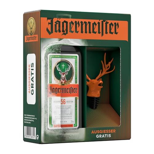 Jägermeister exklusives Geschenkset | mit GRATIS Hirschkopf Ausgiesser und 0,7l Kräuterlikör 35%...