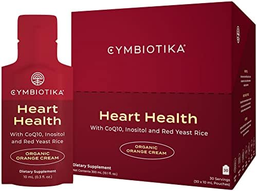 CYMBIOTIKA Heart Health Supplement with CoQ10, Red Yeast Rice & Inositol, Gluten Free Supplements to Support Circulation & Aging, Organic Orange Cream Flavor, 30 Pack CYMBIOTIKA Heart Health Supplement with CoQ10, Red Yeast Rice & Inositol, Gluten Free Supplements to Support Circulation & Aging, Organic Orange Cream Flavor, 30 Pack