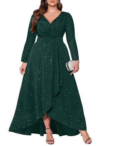 Pinup Fashion Plus Size Formal Dresses Emerald Green Fall Long Sleeves Holiday Cristmas Wedding Guest Evening Gowns Gala Prom Dresses