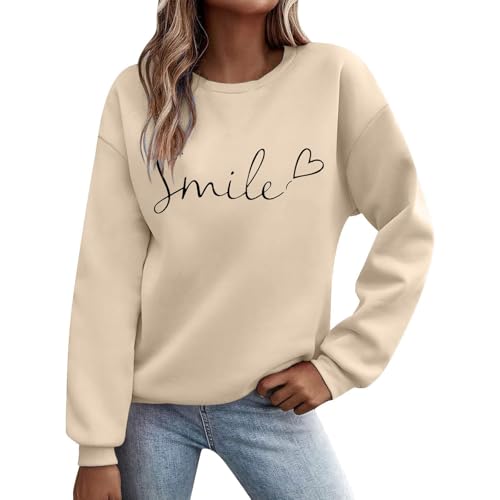 Nuoke Hoodie Damen Oversize, Pullover Damen Hoodie Gedruckt Pullover Sweatshirt Langarmed Crew Kragen Hoodies Winter Herbst Kleider Sport Casual Top Street Hemd Ohne Kapuze Kleidung
