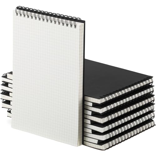 Engrowtic 6 Pack Graph Paper Spiral Notebook A5,Black