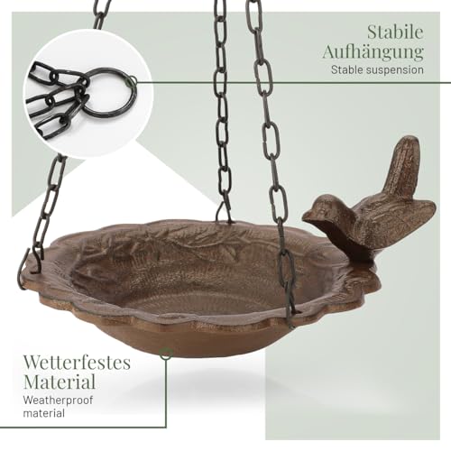 Vogeltränke Zum Aufhängen – Rundes Harz-Tablett Mit Edelstahl-Kette, Tiefe Wasserschale Für Gartenvögel