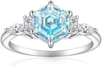 925 Sterling Silver Engagement Ring for Women Heart Gemstone Birthstone Promise Ring for Her Colored Cubic Zirconia Ring Size 4-10.5