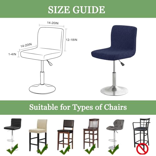 Image of FUANGUI Bar Stool Covers with Backs, 2 Pack Stretch Bar Stool Chair Covers, Knitted Jacquard Bar Stool Covers,Washable Bar Chair Covers Swivel Barstool Slipcovers (Knitted Navy 01)