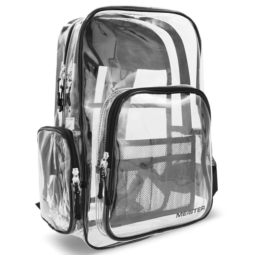 Meister Sac à Dos Transparent Accès Total - Conforme aux Normes de Sécurité des Écoles et des Événements - Noir