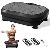 XIHEIMA Vibration Plate Exercise Machine for Lymphatic Drainage, Whole Body Fitness Workout Equipment Stand Shake Board Sport Gym for Weight Loss Fat Burner for Women Men (Black)