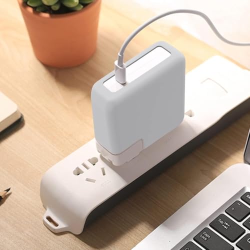 Image of Techmount Silicone Protective Cover with Silver Data Cable Potector Compatible with 29W /30W /35W MacBook Adapter Compatible with MacBook Air M2 M1 13 inch Models A2681 A2337 A2179 2020 (ONLY Cover)