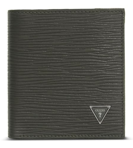 Porte-monnaie Milano GUESS cuir bifold portefeuille homme vert militaire chic