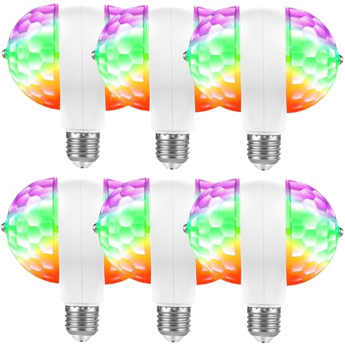 Image of Disco Lights Colorful Rotating Magic Ball Lights, AC85-265V E26 /E27 RGB LED Stage DJ Light Multi-Colored Fun Lamp for Dance Parties Birthday Karaoke Halloween Christmas (6 Pack)