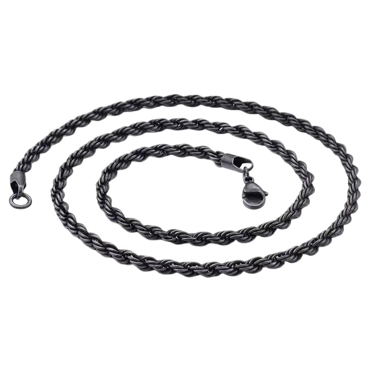 meenaz Men's Rope Link Chain for Man Stylish Black Necklace for men Waterproof Hypoallergenic Stainless Steel Anti Tarnish Waterproof Rust Resistant, Jewellery for mens Gifts for Boys -52-picture-47