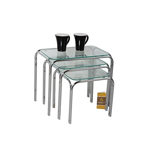 ASPECT Lisbon SETOF 3 Nesting Side END Tables, Chrome, L 46x30x39, M 36.5x30x34, S 31.5x30x29(H) cm, B012HJM8NI
