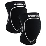 Rehband Knee Pads for Dodgeball, Volleyball & Indoor Sports, Neoprene Knee Sleeve Protector, Comfortable & Snug Fit, Shock-absorbing Sports Knee Pads Unisex, Colour:Black - 1 Pair, Size:Medium