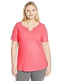 Just My Size Women's Plus-Size Solid Split Neck Shirttail Hem Tee