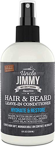 Uncle Jimmy Products Hair & Beard Leave-In Beard Conditioner For Softening Hair, Hydrating Skin, Eliminating Beard Dandruff, Healthy Beard Growth 8 Fl Oz
