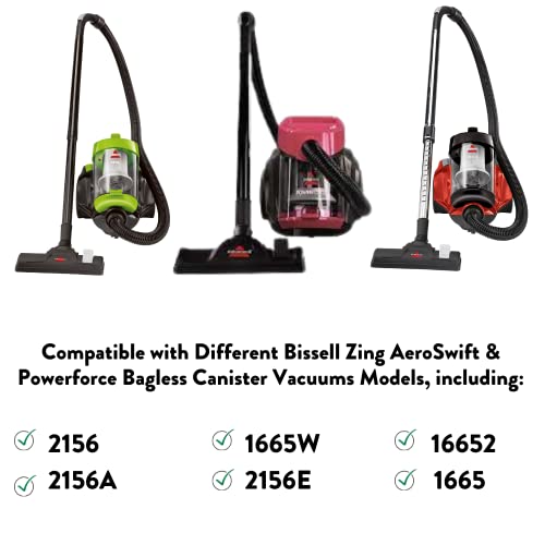 Replacement Vacuum Filter For Bissell Zing Aeroswift & Powerforce Bagless Canister Vacuums 2156, 2156A, 2156E, 1665, 16652, 1665W Oem # 1613056 #TOP1