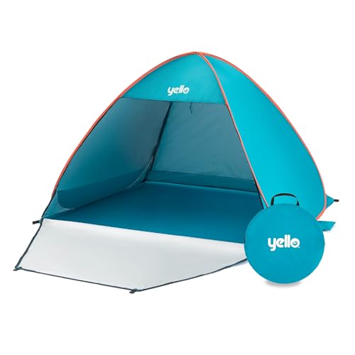 Yello Pop Up Beach Tent | 3-4 Person with UPF 50+ UV Protection, Premium Beach Sun Shelter, Easy Set Up, Beach, Camping, Picnic, Blue