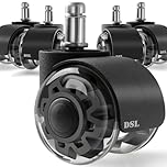 Office Chair Wheels, DSL Rubber Chair Casters Replacement Pack of 5 for Home and Office - Universal Size Supports up to 295kg/650lbs (Not 1KEA) – Suitable for All Types of Floors