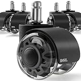 Office Chair Wheels, DSL Rubber Chair Casters Replacement Pack of 5 for Home and Office - Universal Size Supports up to 295kg/650lbs (Not 1KEA) – Suitable for All Types of Floors