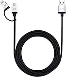 Just Mobile AluCable Duo Long Utility Cable with 2.4A High Speed Aluminum Lightning Connector for iPhones, iPads, and iPods, Black/Silver (DC-169)