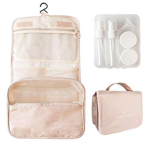 Preisvergleich Produktbild Reise Kulturtasche zum Aufhängen mit 6er Reiseflaschen Set,Wasserdicht Kosmetiktasche Kulturbeutel Waschtasche für Herren Damen Frauen Mädchen Kinder,Multi Fächer & Haken für Geschäftsreisen Zu Hause