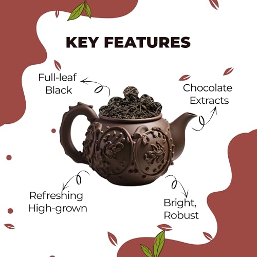 Image of Golden Tips Indian Chocolate Black Tea, 25 Teabags, High Grown Full Leaf Black Tea, Rich & Natural Chocolate Flavor, Bold & Aromatic, Energizing & Refreshing Brew