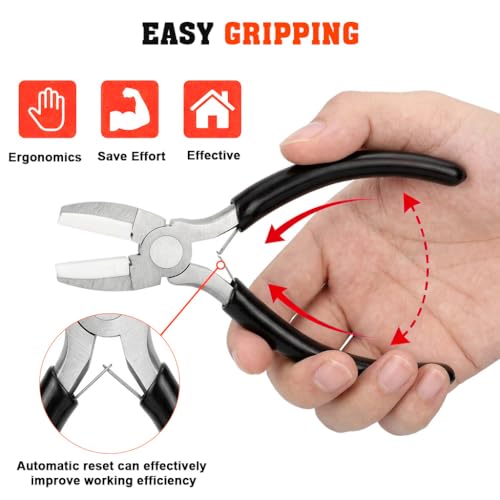 Image of HASTHIP Jewelry Pliers, 5.3 Inch Flat Nose Soft Jaw Hand Tool