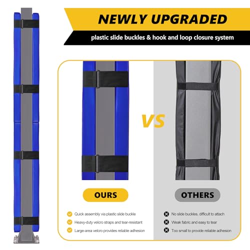 Image of 72 inch Tall Basketball Pole Pads, All-Weather Square Basketball Pole Padding Outdoor, 2 inch Thick Heavy Duty Wrap-Around Protective Pads for Fixed Height & Adjustable Basketball Hoop Poles