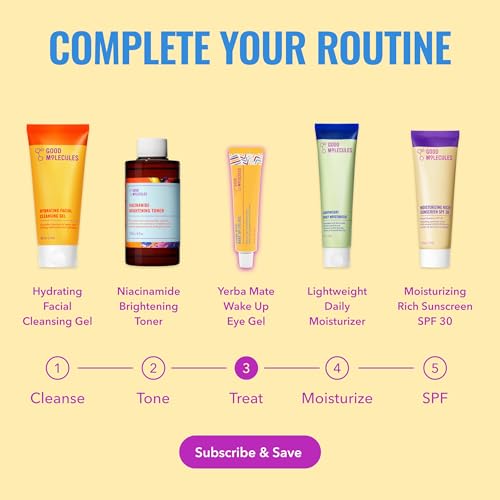 Image of Good Molecules Yerba Mate Wake Up Eye Gel, Caffeine Under Eye Cream, 15 ml | Refreshes and hydrates tired under eyes with caffeine. Helps improve the look of puffiness, under eye bags, and fine lines.