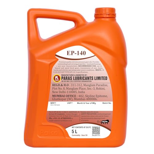 Image of PALCO EP 140 Extreme Pressure Gear Oil 5 Litre (Pack 2) | API GL 4 Gear Oil for Cars, Bus & Other Heavy Vehicle High Performance Heavy-Duty for Smooth Transmissions, Superior Protection