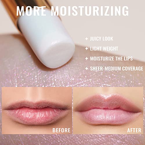 Oulac Milky White Moisture Lipstick - 2 In 1 Shiny Lipstick & Lip Balm, Juicy & Glossy Finish, Long Lasting Hydrating, Smooth For Dry, Cracked And Chapped Lips, Vegan 2.2G/0.07Oz (S03) #TOP2