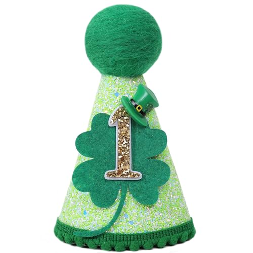 VAVAYAO St Patrick's Day 1st Birthday Hat - Boys Girls First Birthday Party Decorations,Green Shamrock Birthday Crown Outfit,St. (St Patrick's Day Crown 1)