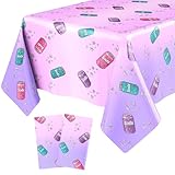 Gilprop 2 Pcs Kpop Themed Soda Bottle Birthday Party Decorations Plastic Cute Birthday Tablecloth 108 x 54 Inches Disposable Rectangle Tablecover for Boys Girls Kids Baby Shower Party Supplies