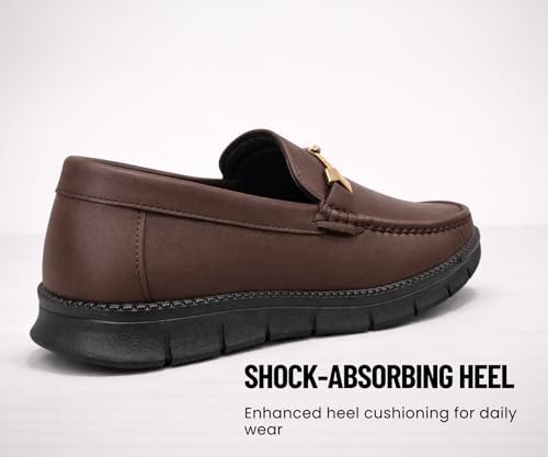 Image of Kraasa Men's Casual Loafers | Synthetic Leather Upper | Comfortable PU Sole | Slip-On Buckle Office, Party Shoes