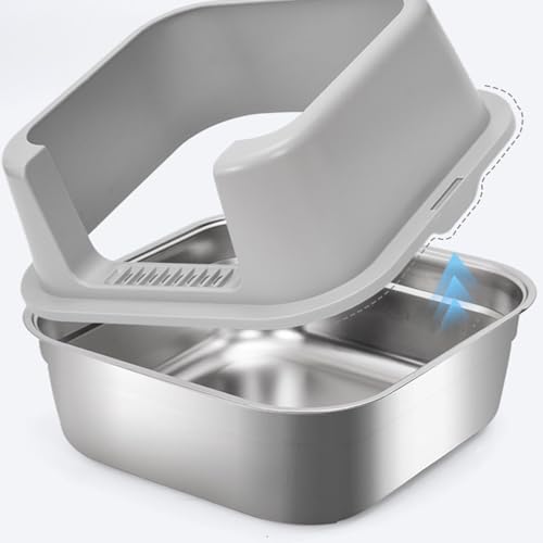 Arenero para gatos de acero inoxidable, grande, fácil limpieza miniatura 5