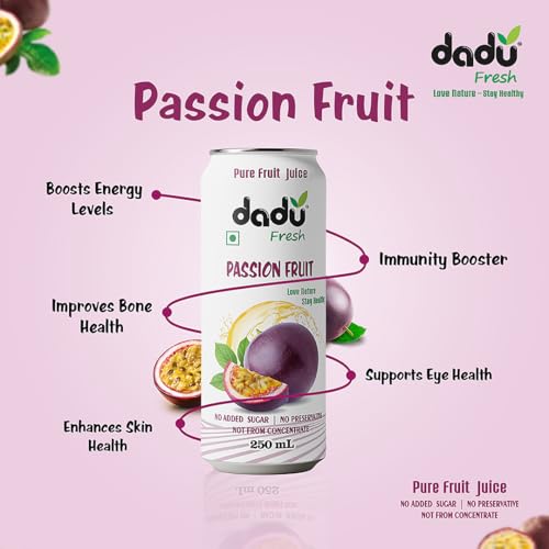 Image of Dadu Juice Combo Pack | Natural, Not from Concentrate, No Added Sugar, No Artificial Flavors or Preservatives | Passion Fruit, Mixed Fruit, Lychee, Soursop | 4 Cans x 250ml