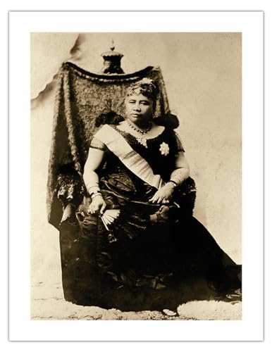 Queen Lili'uokalani (Liliuokalani) - Portrait of the Hawaiian Queen (1838-1917) - Vintage B&W Historical Photograph c.1910s - Bamboo Fine Art 290gsm Paper (Unframed) 17x22in