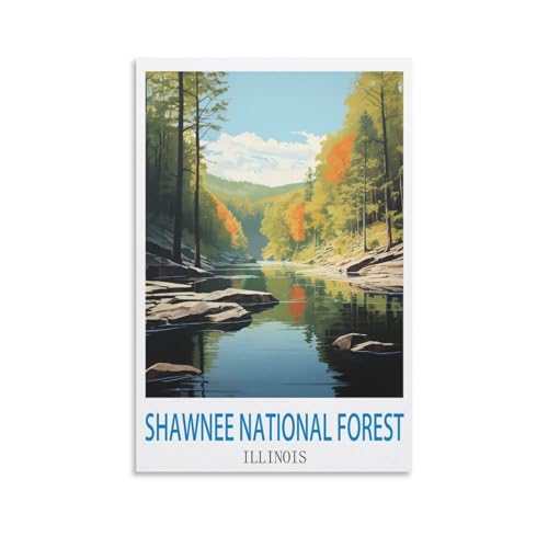 Toile Shawnee Illinois forêt vintage déco murale salon 50x75